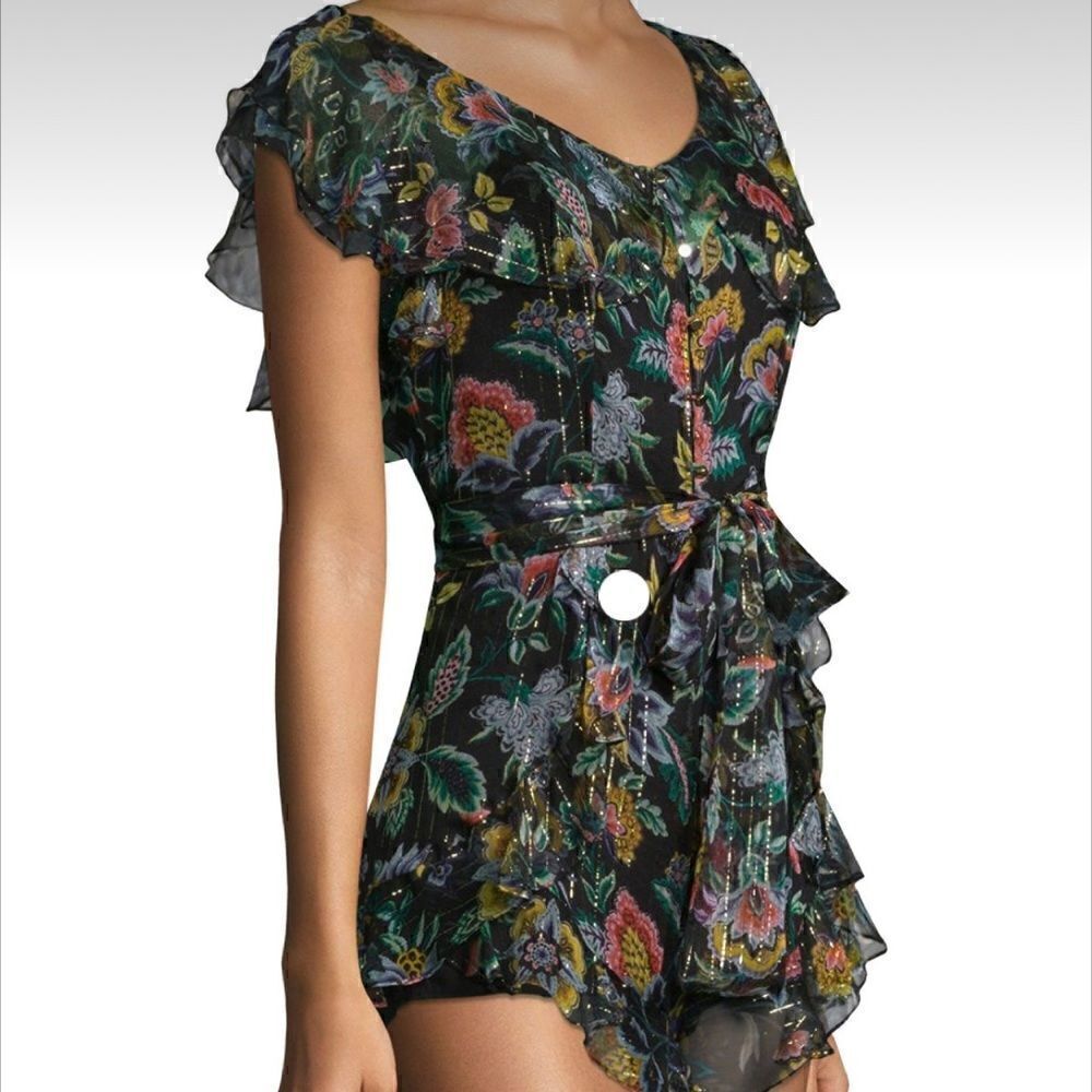 Alice McCall Black Floral Sheer Romper with Belt